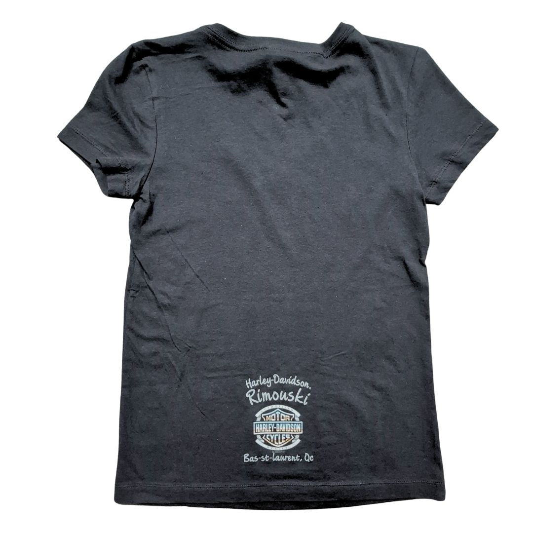 HARLEY DAVIDSON BLACK DENIM LDS V-NCK T BLACK