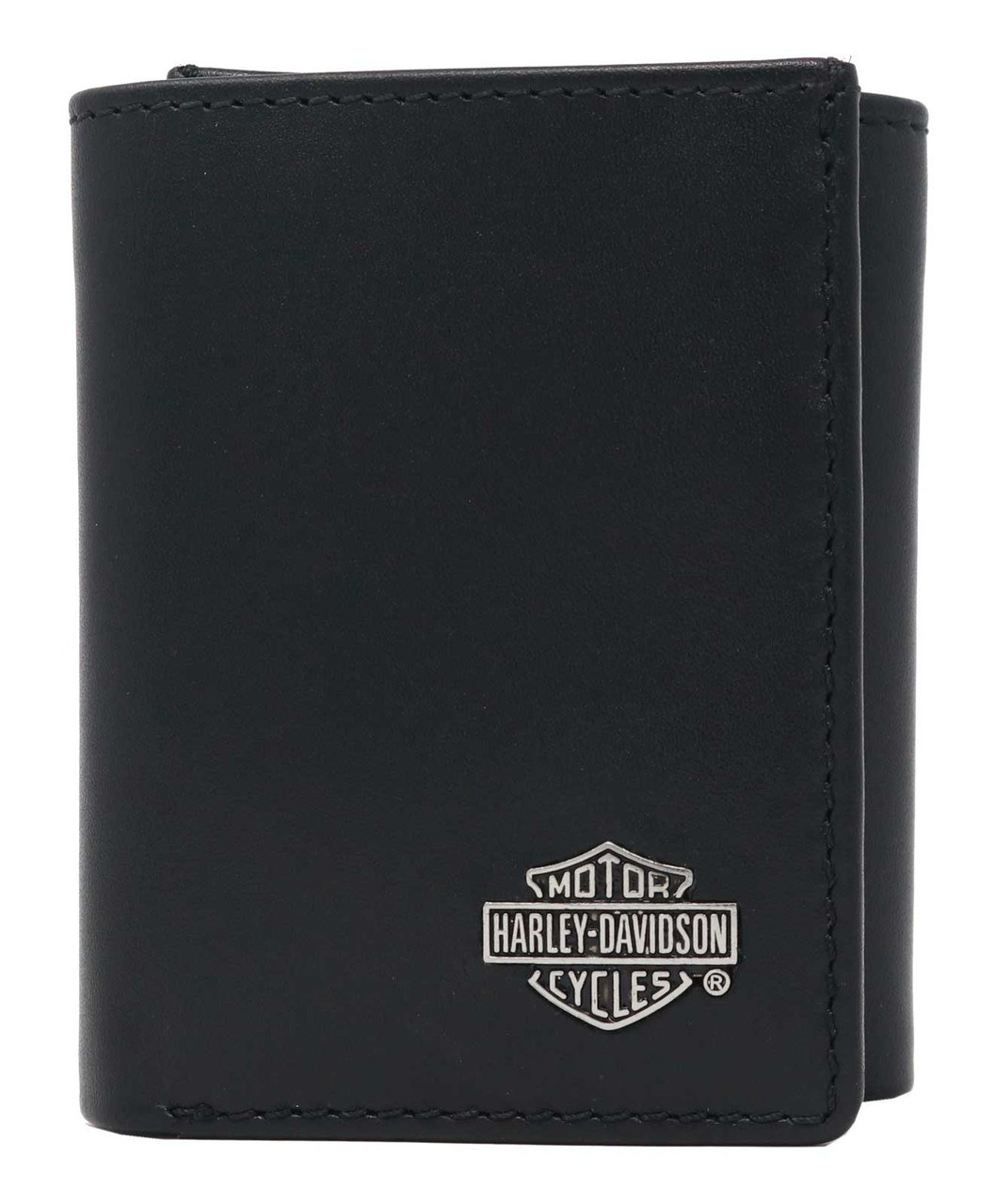Harley-Davidson Men's Bar & Shield Leather Tri-Fold Wallet Boxed Gift Set- Black