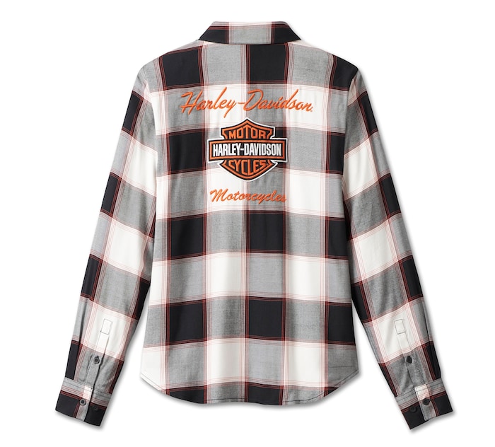 Harley Davidson Women’s Classic Logo Plaid Shirt, Black