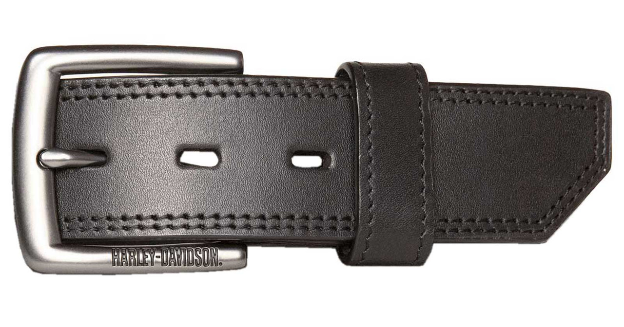 Harley-Davidson Men’s Ergonomic Comfort Genuine Leather Belt – Solid Black