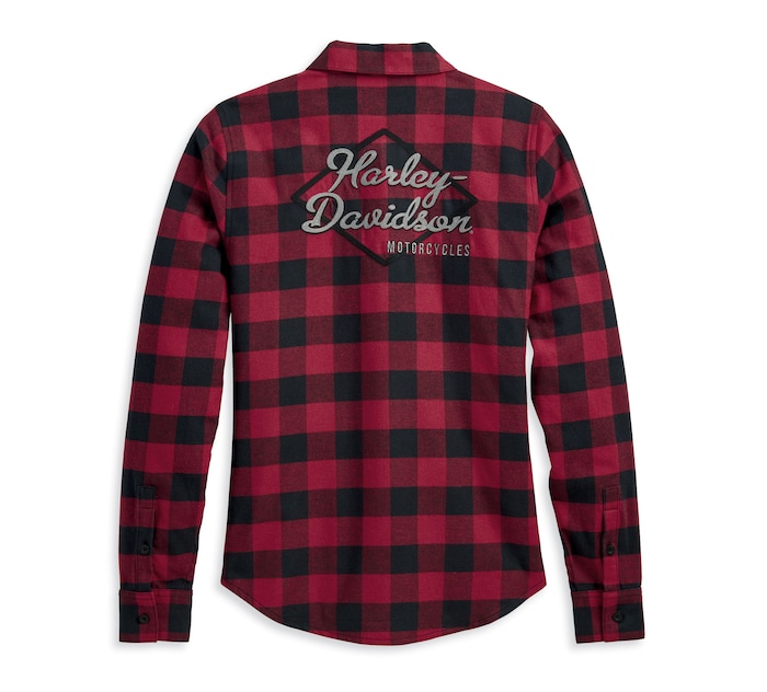 Harley Davidson Shirt-Woven, Red Plaid