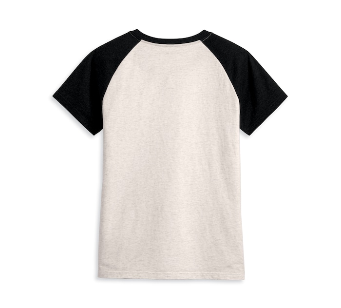 HARLEY DAVIDSON TEE-KNIT,OFF WHITE HEATHER COLORBLOCK