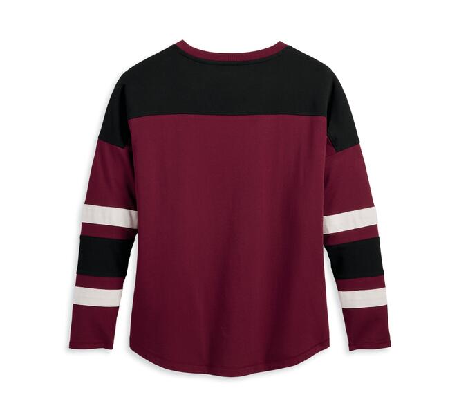 HARLEY DAVIDSON TEE-KNIT,RED COLORBLOCK