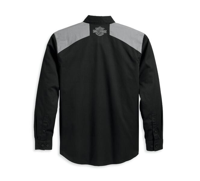 HARLEY DAVIDSON SHIRT-WOVEN,BLACK COLORBLOCK