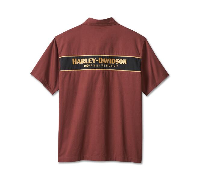HARLEY DAVIDSON SHIRT-120TH,WOVEN,DARK RED