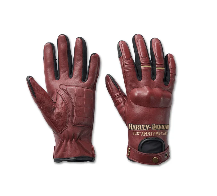 HARLEY DAVIDSON GLOVES-120TH,CYCLE QUEEN,LEATHER,F/F,RED