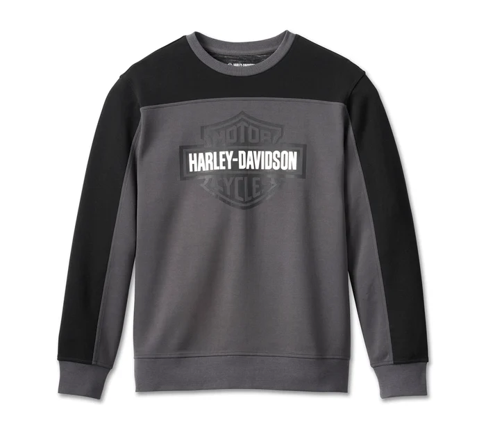 HARLEY DAVIDSON SWEATSHIRT-KNIT,DARK GREY COLORBLOCK