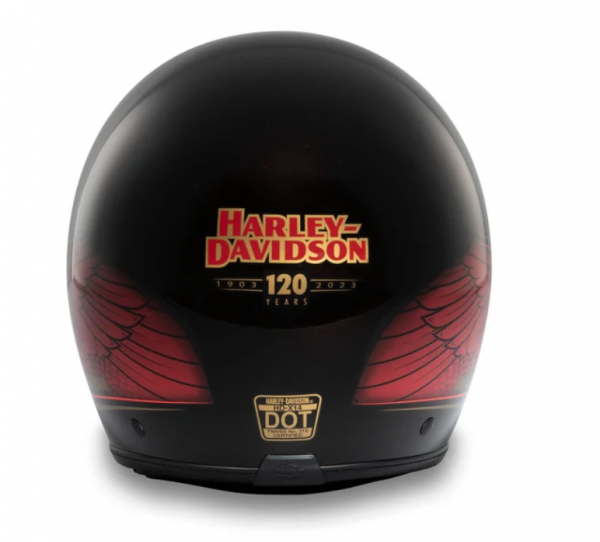 HARLEY DAVIDSON HELMET – 120TH EAGLE X14 SUNSHIELD 3/4 – BLACK/RED/GOLD