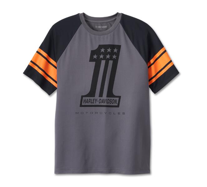 HARLEY DAVIDSON TEE-KNIT,COLORBLOCK DARK GREY