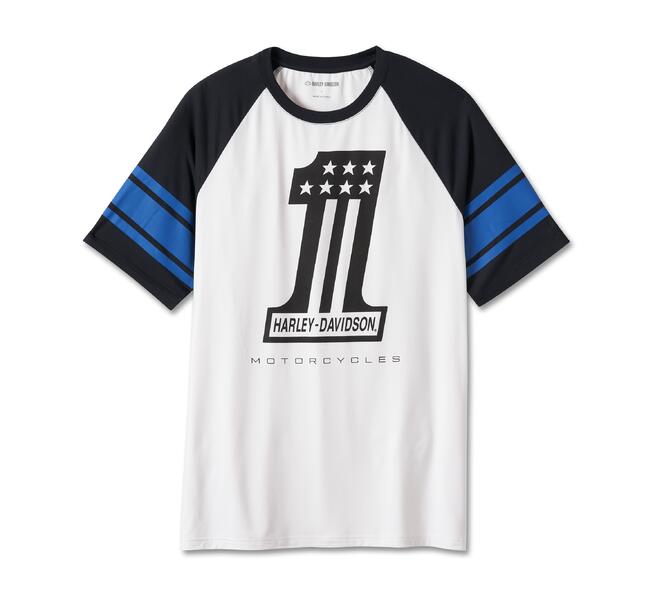 HARLEY DAVIDSON TEE-KNIT,COLORBLOCK WHITE