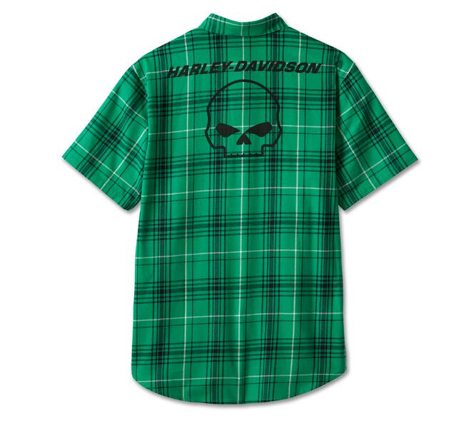 HARLEY DAVIDSON SHIRT-WOVEN,GREEN PLAID