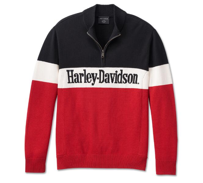 HARLEY DAVIDSON SWEATER-KNIT,RED COLORBLOCK