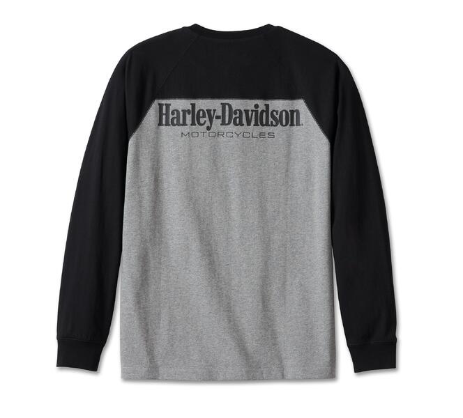 HARLEY DAVIDSON HENLEY-KNIT,BLACK COLORBLOCK