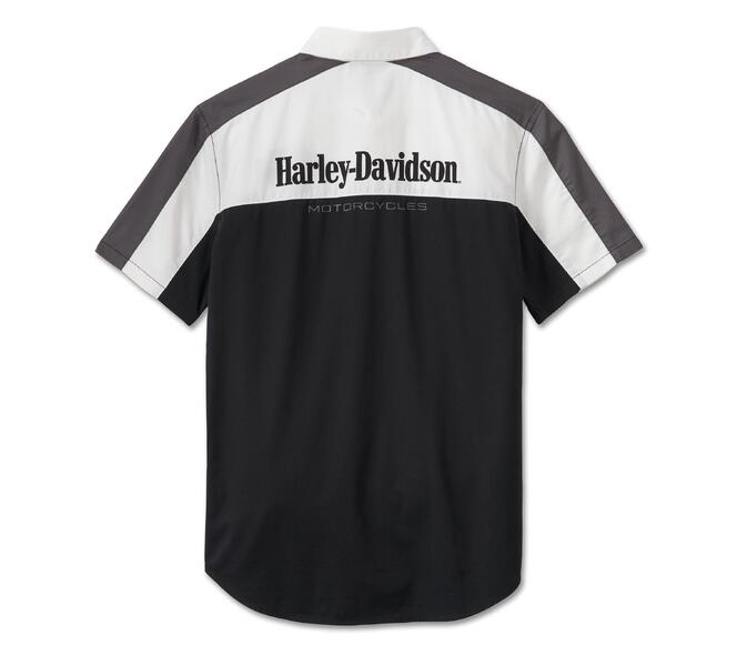 HARLEY DAVIDSON SHIRT-WOVEN,BLACK COLORBLOCK