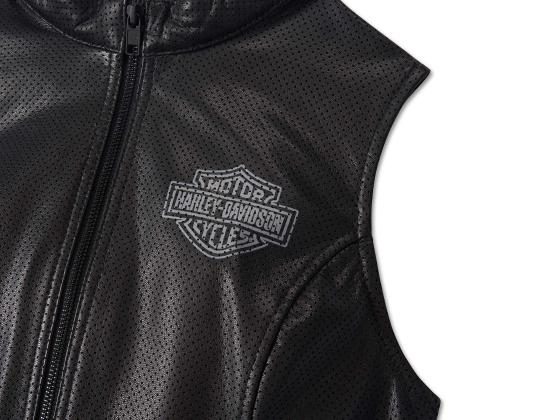 Veste sans manches en cuir pour femme – Noir