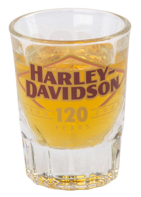 HARLEY DAVIDSON  120TH ANNIVERSARY SHOT GLASS