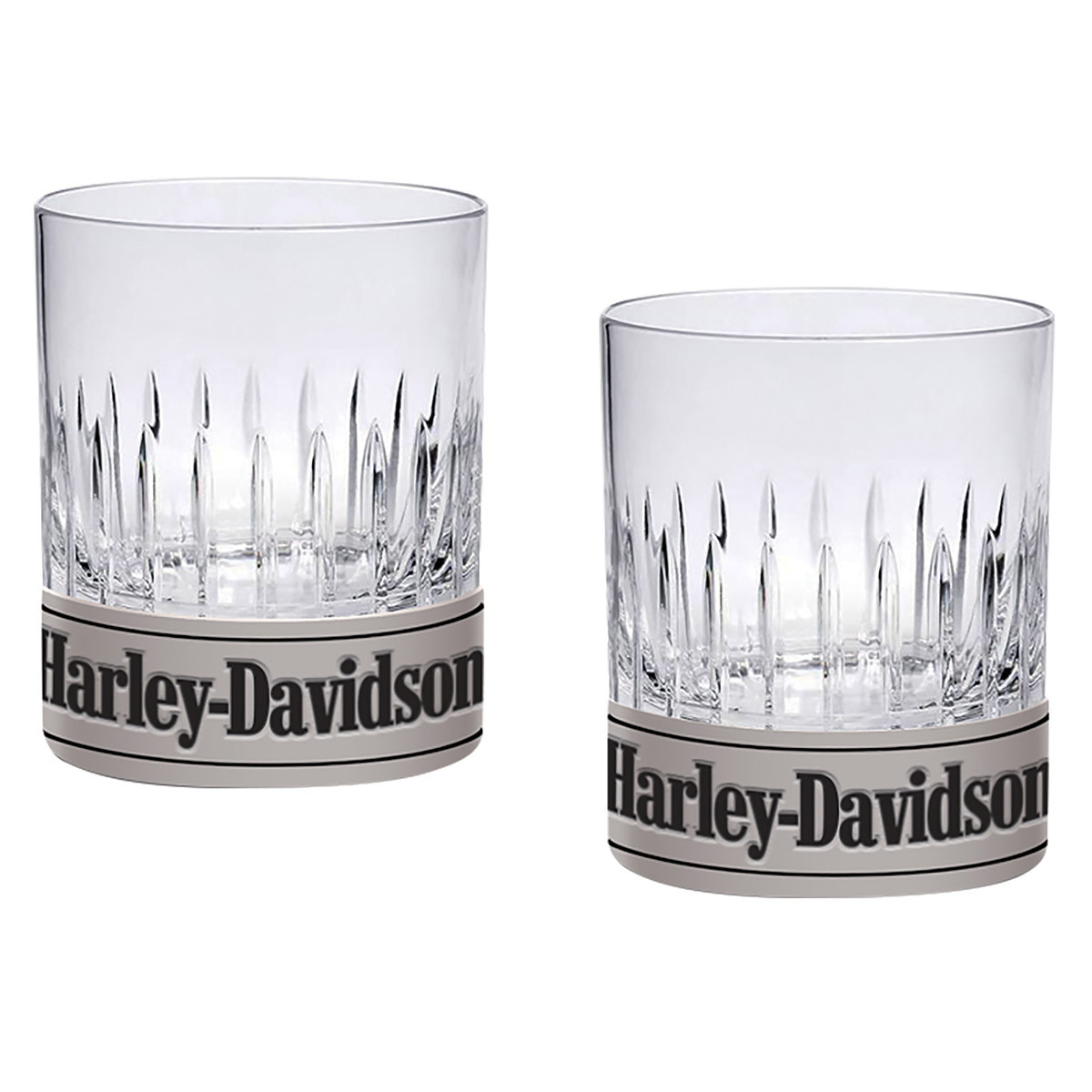 HARLEY DAVIDSON METAL BASE ROCKS GLASS SET