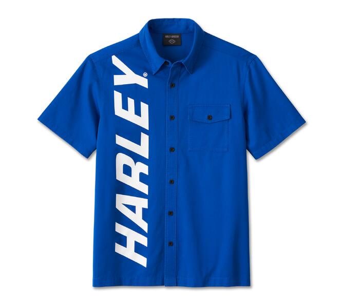 HARLEY DAVIDSON SHIRT-WOVEN,BLUE