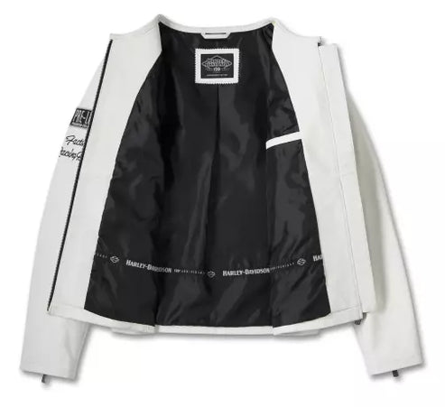 Veste en cuir 120e anniversaire pour femme – Blanc