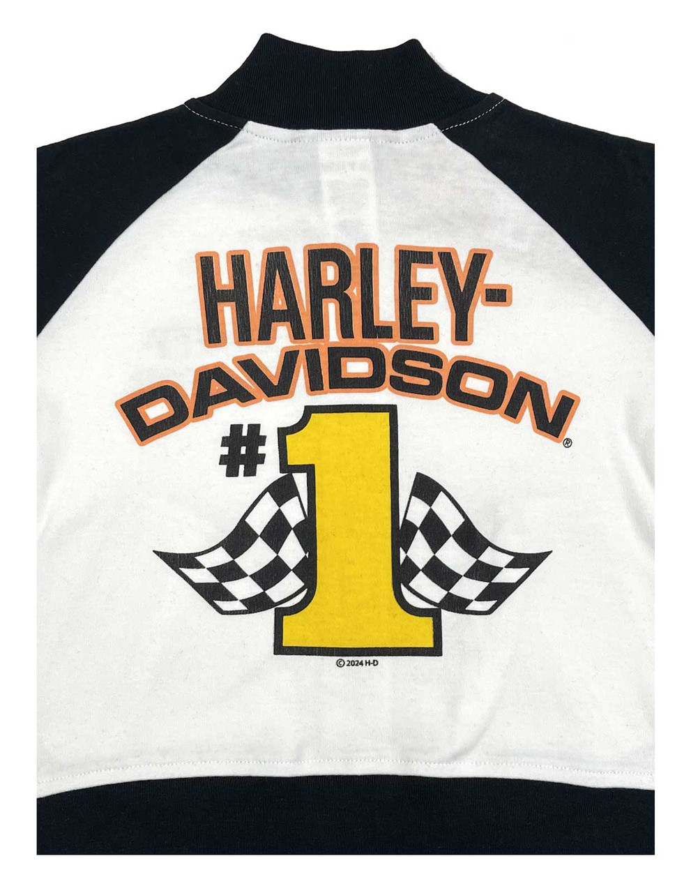 HARLEY DAVIDSON BIG GRL KNIT TRACK JACKET WHITE BLACK SIZE 10/12