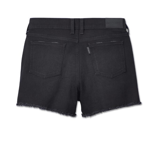 HARLEY DAVIDSON SHORTS-DENIM,HIGH RISE,BLACK