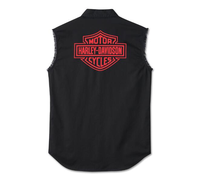 HARLEY DAVIDSON MEN – ASHES BLOWOUT SLEEVELESS SHIRT – BLACK/RED