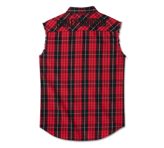 HARLEY DAVIDSON SHIRT-WOVEN,RED PLAID