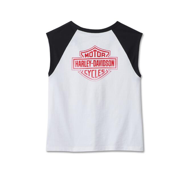 HARLEY DAVIDSON TEE-KNIT,COLORBLOCK WHITE