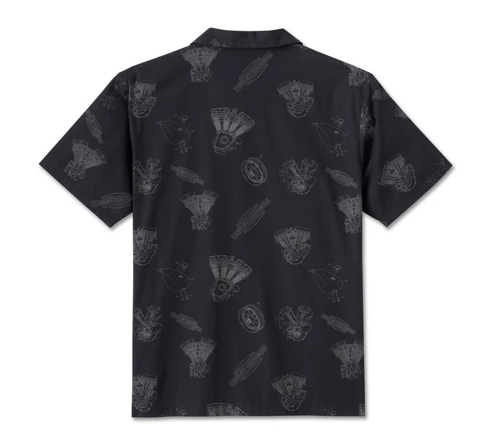 HARLEY DAVIDSON SHIRT-WOVEN,BLACK PRINT