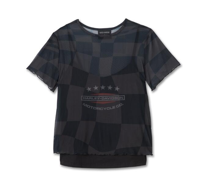 HARLEY DAVIDSON TEE-KNIT,BLACK/GREY PRINT