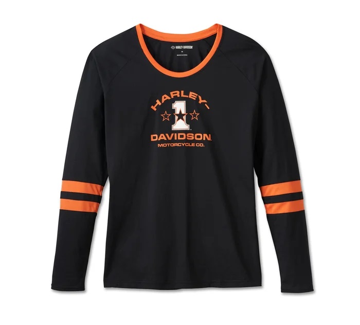 HARLEY DAVIDSON TOP-KNIT,BLACK/ORANGE COLORBLOCK