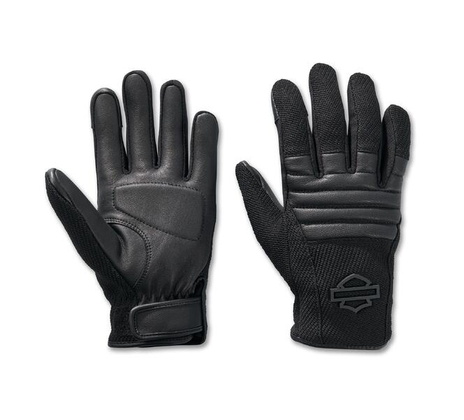 HARLEY DAVIDSON GLOVES-DYNA,F/F,LEATHER/TEXTILE,BLACK