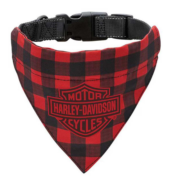 HARLEY DAVIDSON HOLIDAY PLAID PET BANDANA - LG/XL