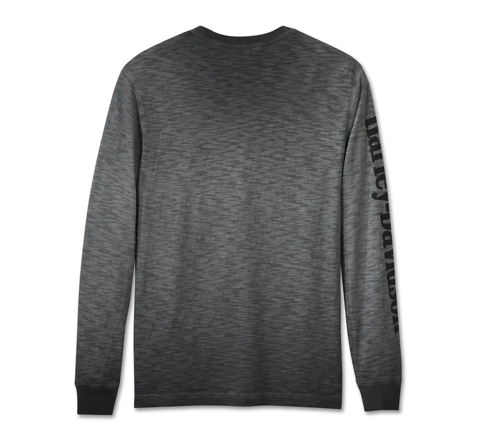 HARLEY DAVIDSON HOMME – CHANDAIL MANCHES LONGUES OIL CAN SLUB – NOIR/GRIS