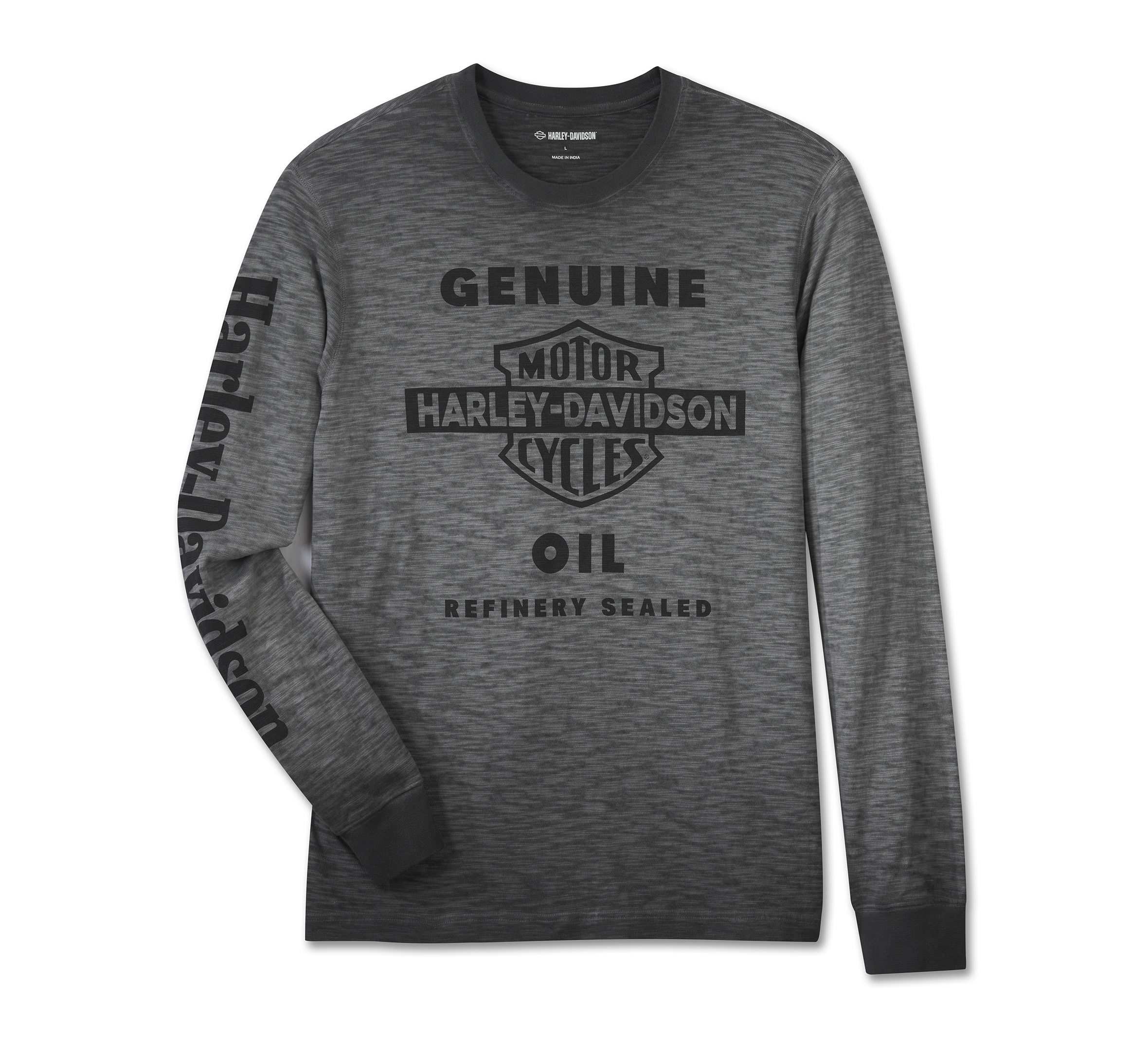 HARLEY DAVIDSON HOMME - CHANDAIL MANCHES LONGUES OIL CAN SLUB - NOIR/GRIS