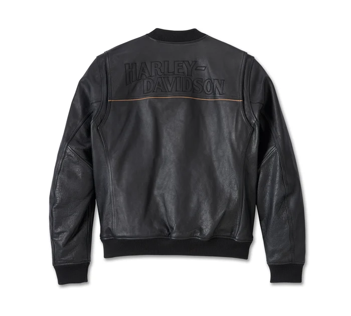 HARLEY DAVIDSON HOMME – MANTEAU DE MOTO BOMBER CUIR – NOIR