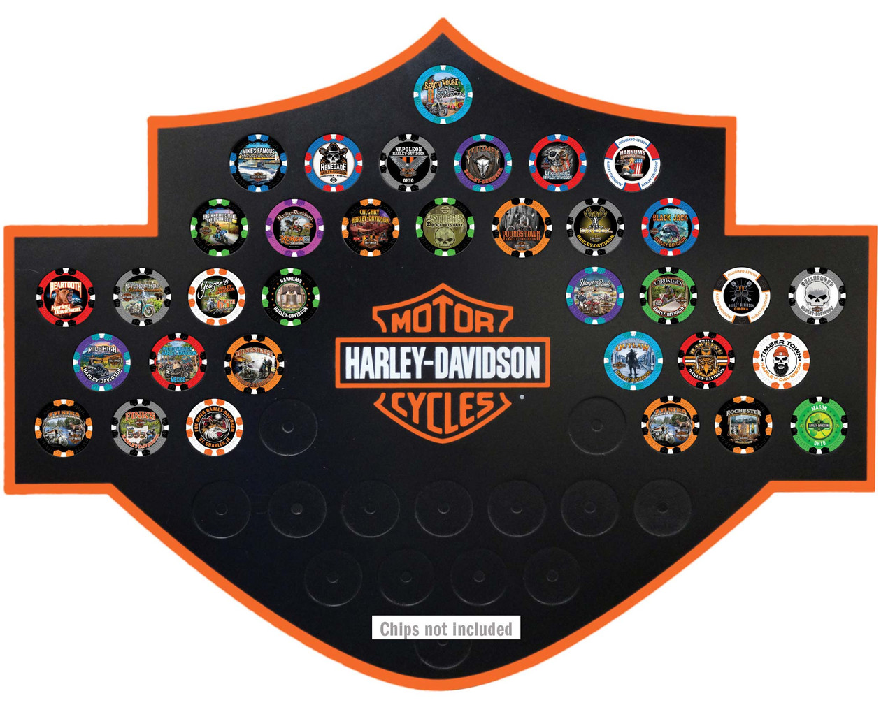 HARLEY DAVIDSON DECOR - CADRE JETONS DE POKER MAGNÉTIQUE - LOGO HARLEY