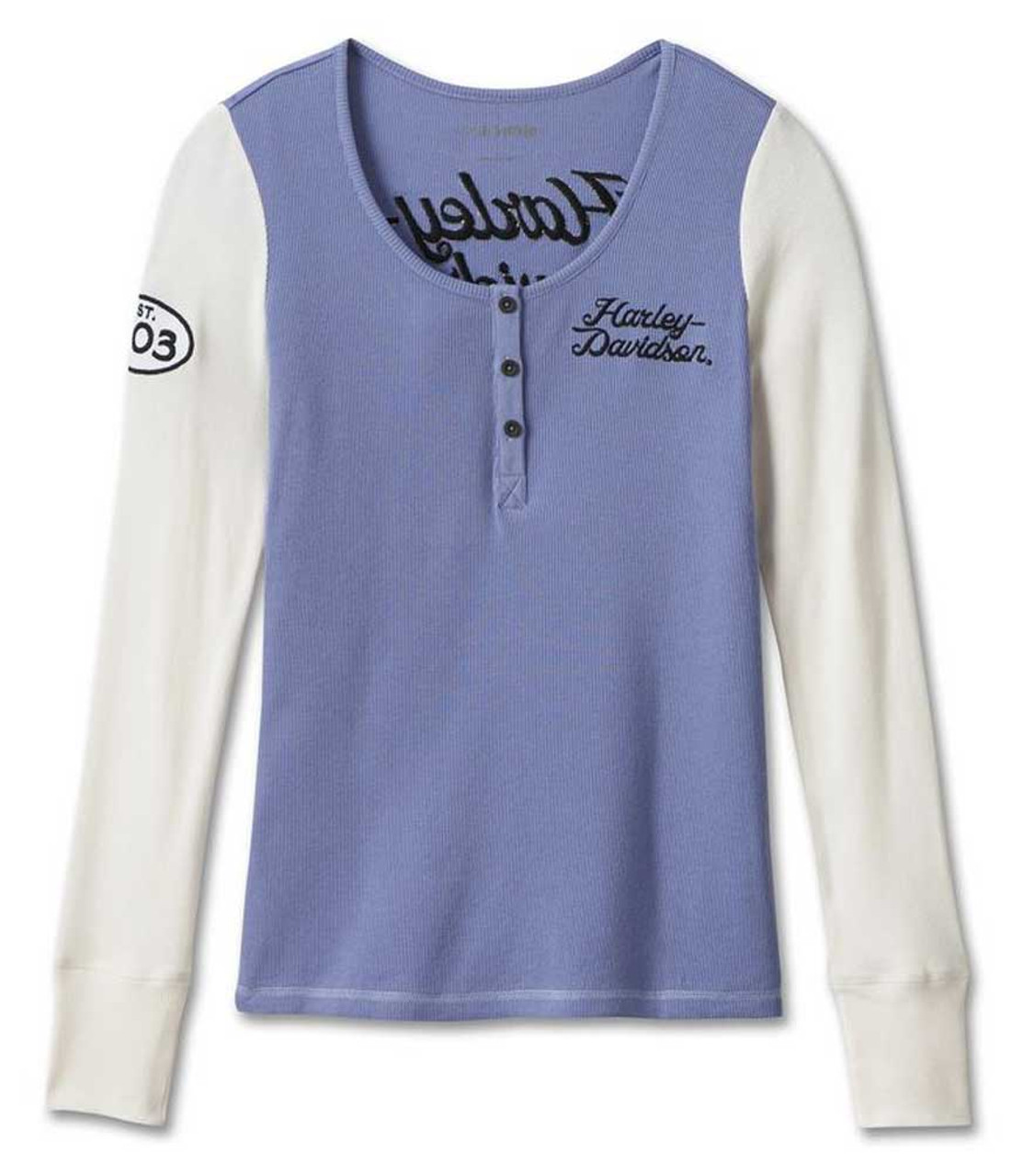 HARLEY DAVIDSON FEMME - CHANDAIL MANCHES LONGUES - BLEU/BLANC