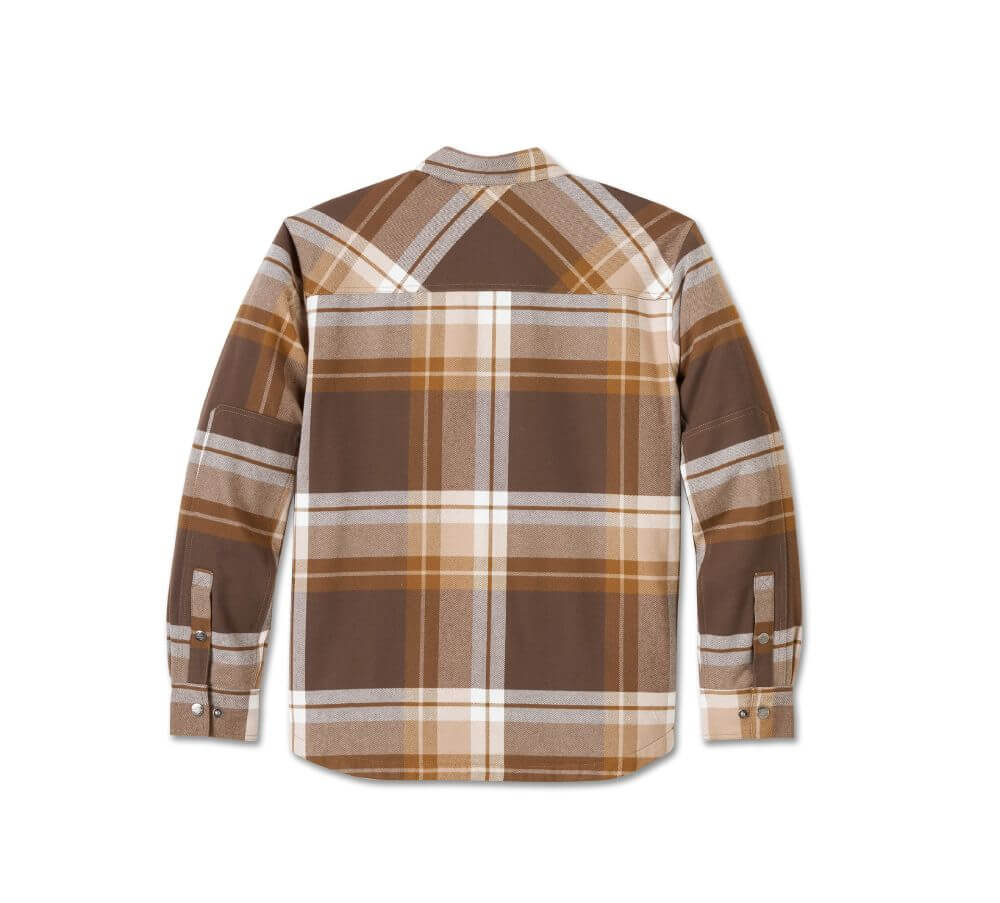 HARLEY DAVIDSON HOMME – CHEMISE DOUBLÉE À CARREAUX – BEIGE/BRUN/BLANC