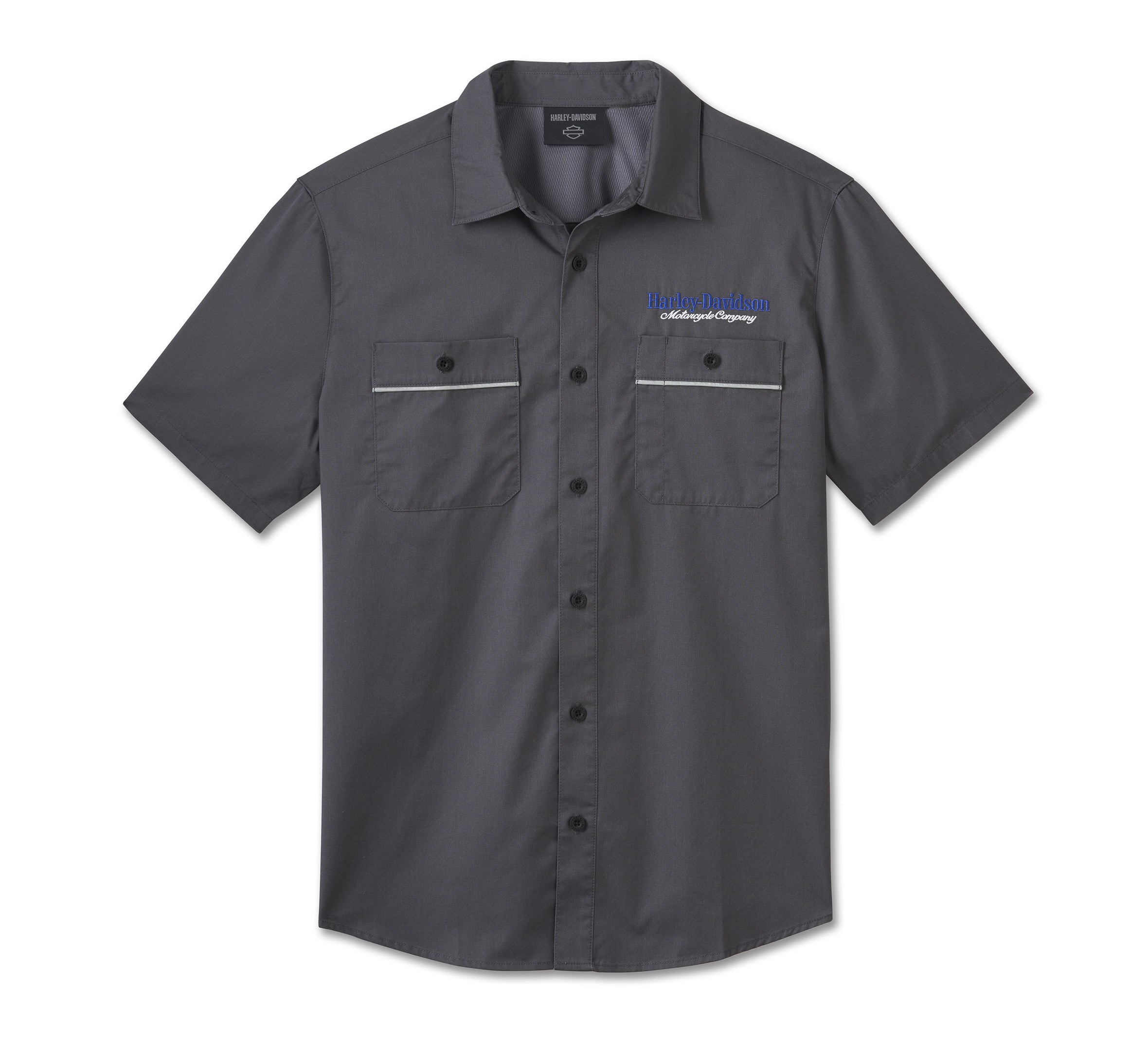 HARLEY DAVIDSON HOMME - CHEMISE MANCHES COURTES - GRIS/BLEU