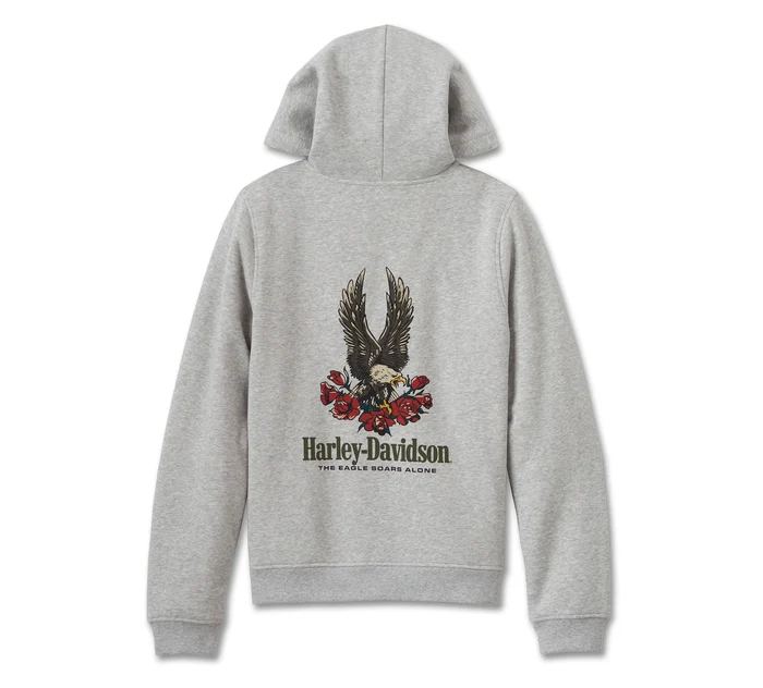 HARLEY DAVIDSON FEMME – VESTE À CAPUCHON – GRIS/ROSE