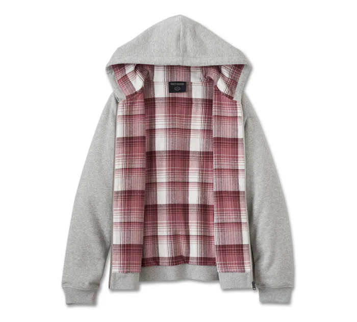 HARLEY DAVIDSON FEMME – VESTE À CAPUCHON – GRIS/ROSE