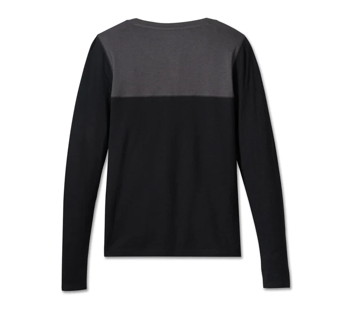 HARLEY DAVIDSON FEMME – CHANDAIL HENLEY – NOIR/GRIS