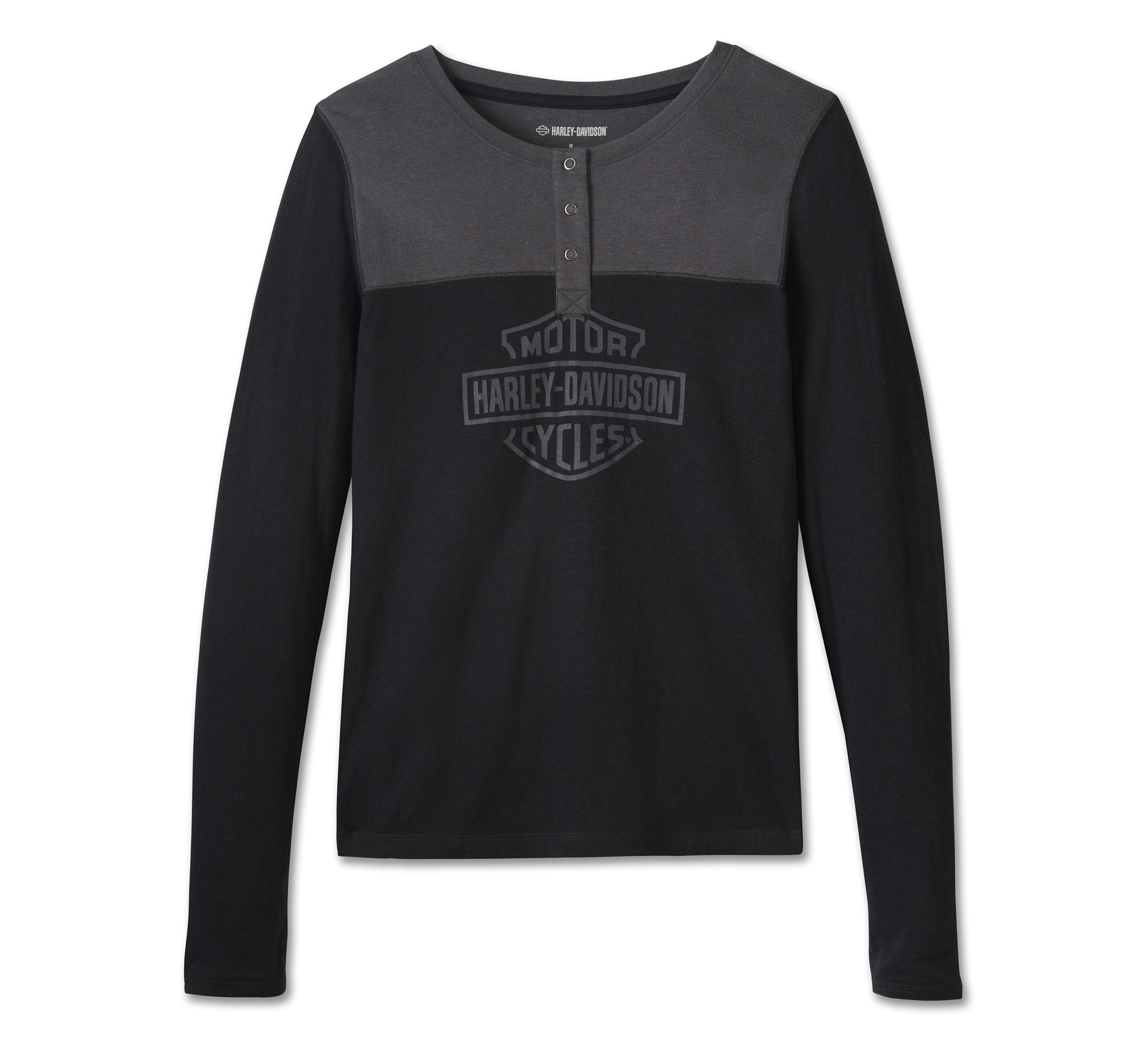 HARLEY DAVIDSON FEMME - CHANDAIL HENLEY - NOIR/GRIS
