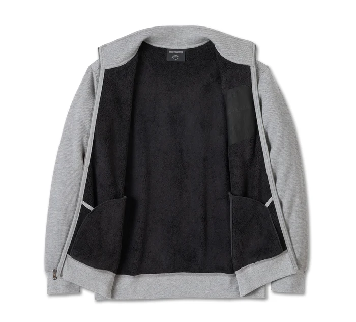 HARLEY DAVIDSON HOMME – VESTE COL MOCK – GRIS/ROUGE