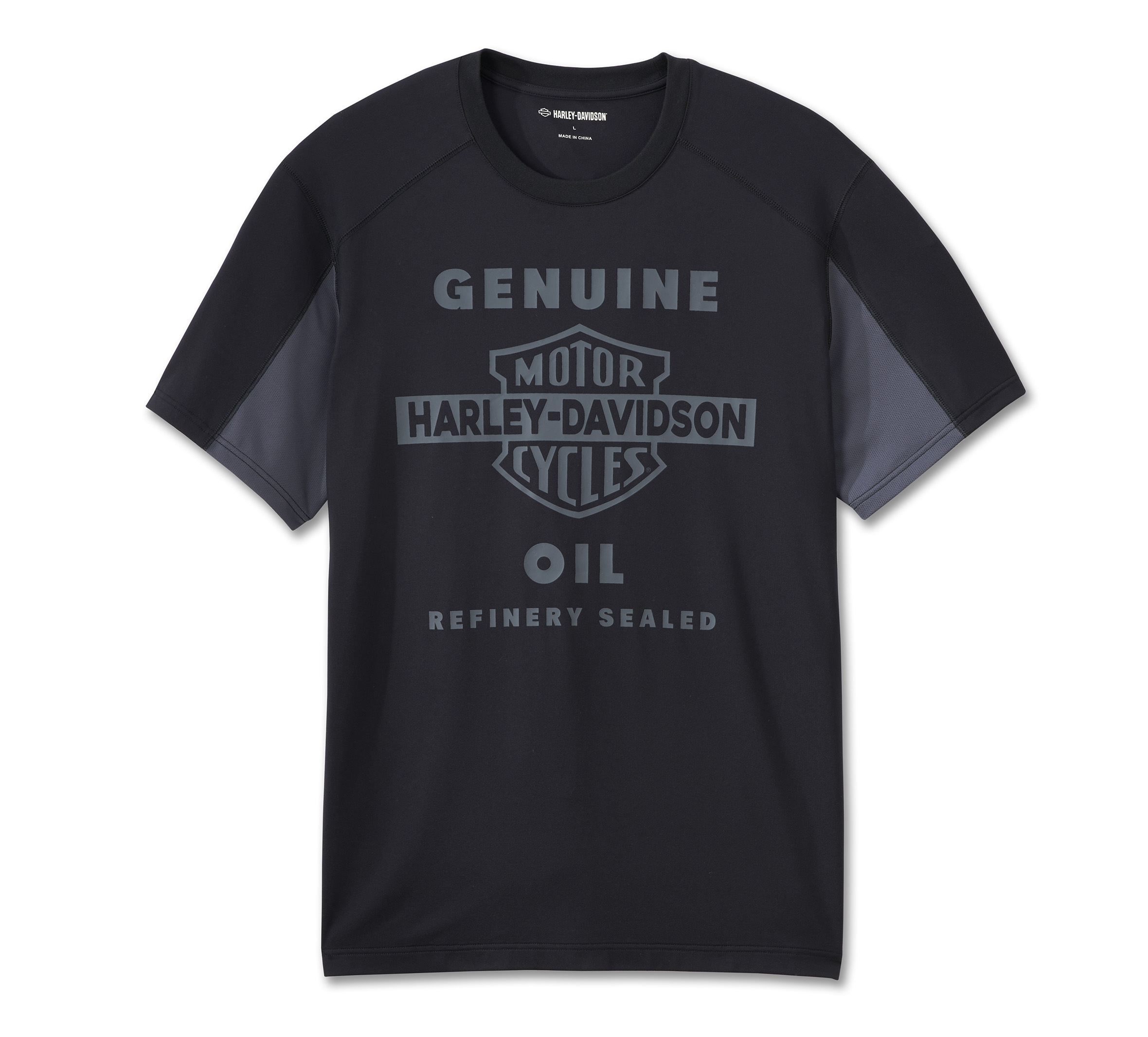 HARLEY DAVIDSON HOMME - T-SHIRT GENUINE OIL - NOIR/GRIS