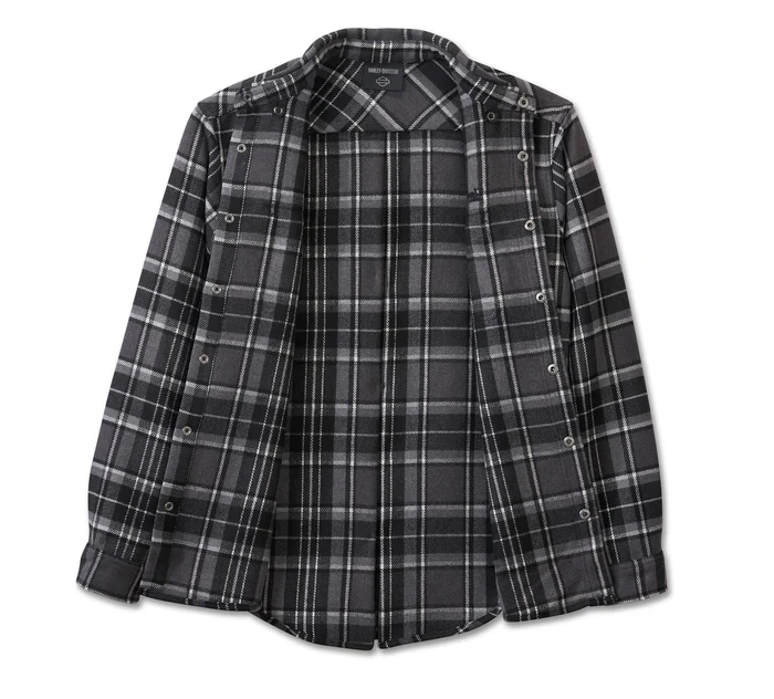 HARLEY DAVIDSON HOMME – BLOUSON À CARREAUX – NOIR/GRIS