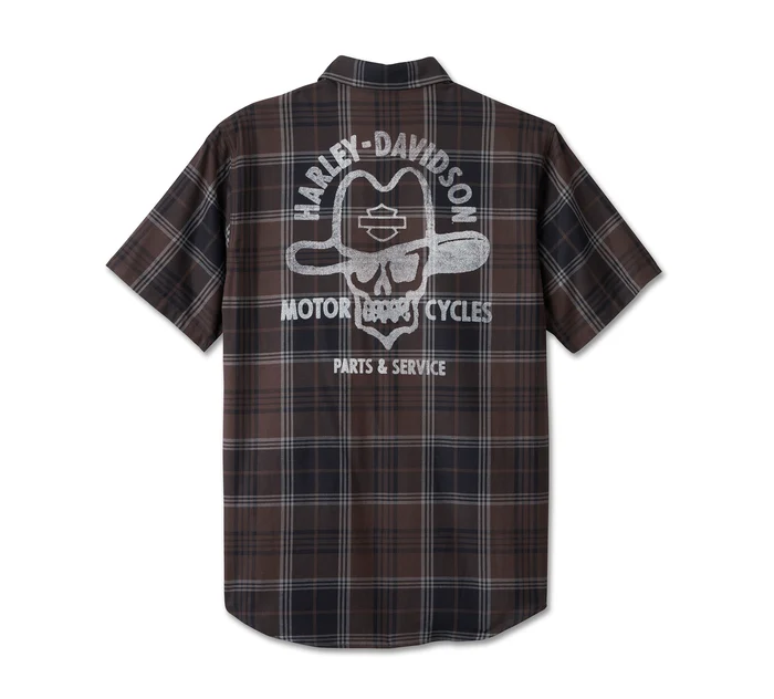 HARLEY DAVIDSON HOMME – CHEMISE MANCHES COURTES COWBOY – BRUN/NOIR/BLANC