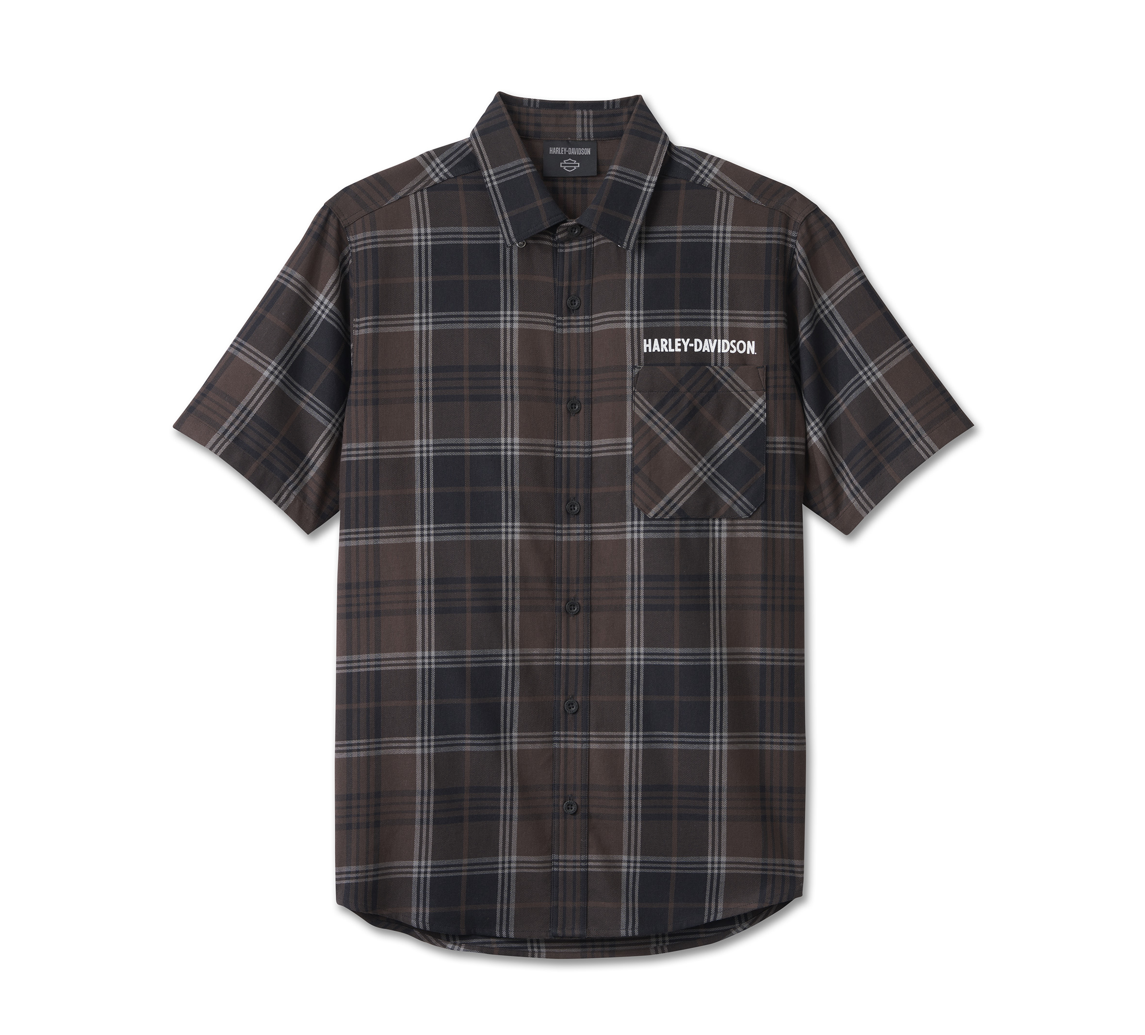 HARLEY DAVIDSON HOMME - CHEMISE MANCHES COURTES COWBOY - BRUN/NOIR/BLANC