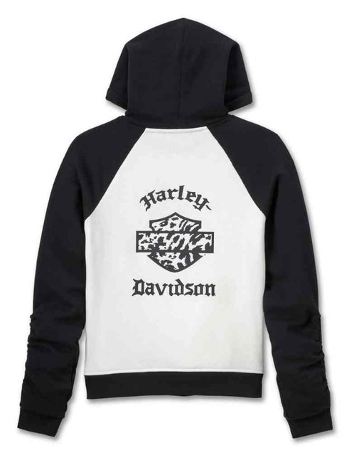 HARLEY DAVIDSON FEMME – CHANDAIL À CAPUCHON OLD ENGLISH – NOIR/BLANC